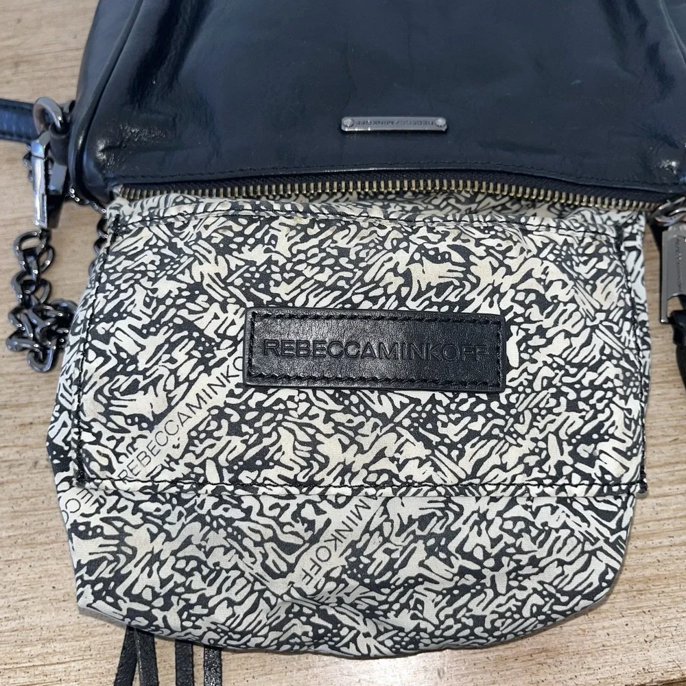 REBECCA MINKOFF MOTO 3 ZIP SMALL CROSSBODY BLACK LEATHER GUC Y2K